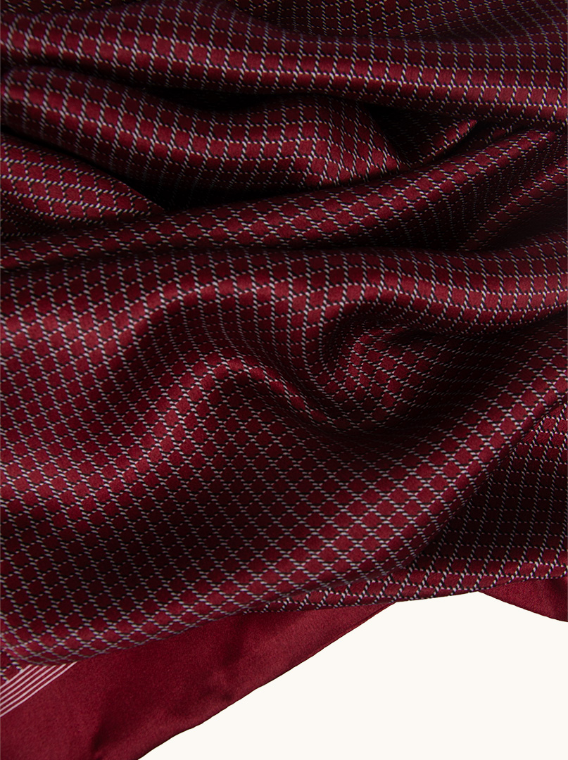 Exclusive men's checkered maroon silk scarf 25 cm x 160 cm image 4