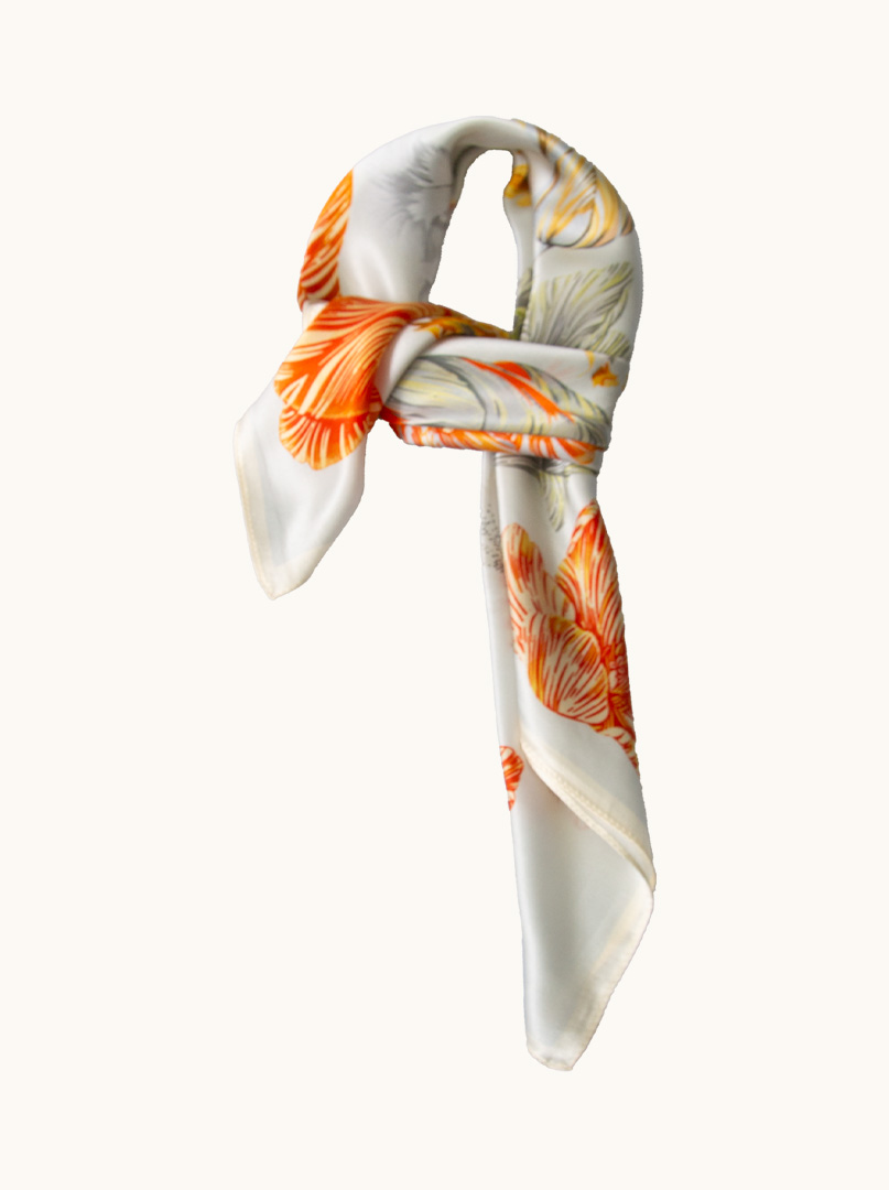 Silk scarf with floral motif 70 cm x 70 cm image 1