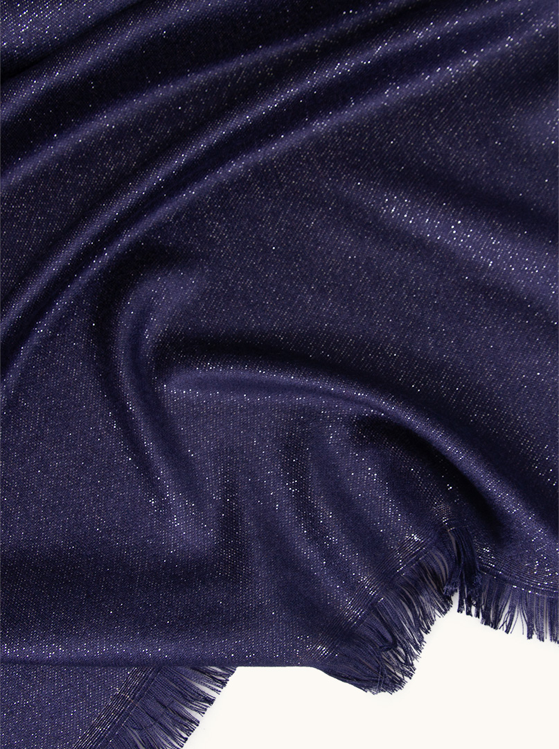 Navy blue formal shawl with shiny silver thread 70 cm x 180 cm image 3