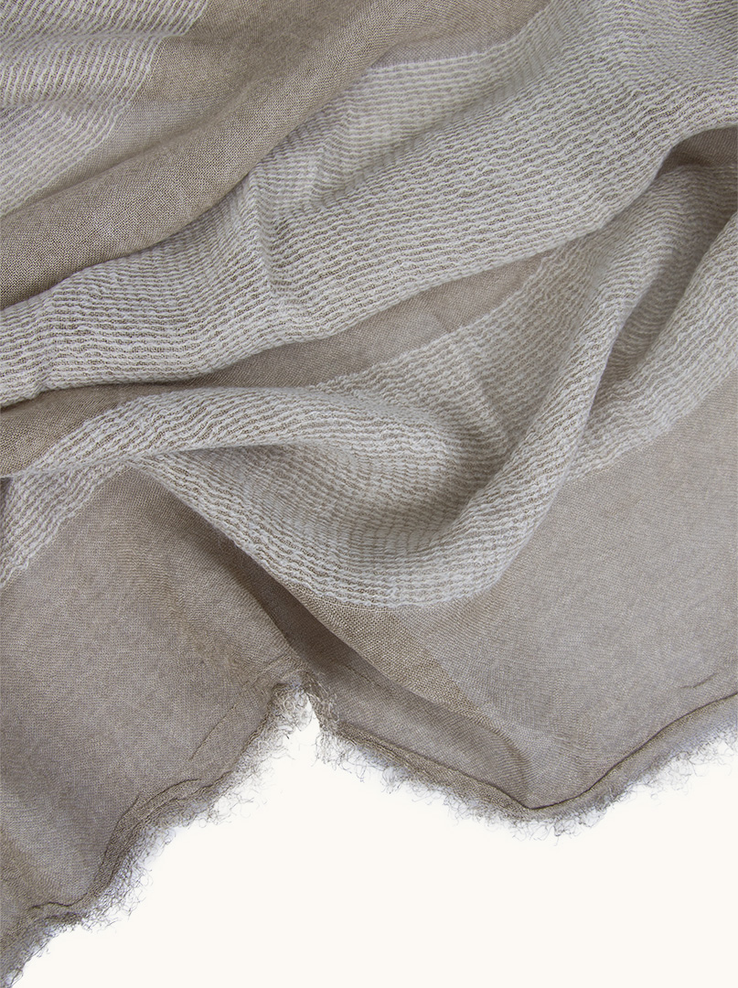 Striped beige scarf 90 cm x 210 cm image 4