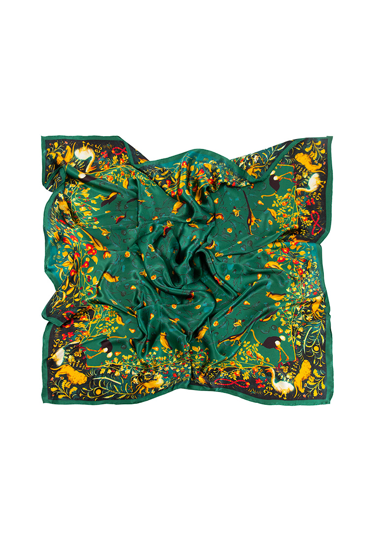 Chusta zielona z motywem zwierzęcym 110 CM X 110 CM zdjęcie 2