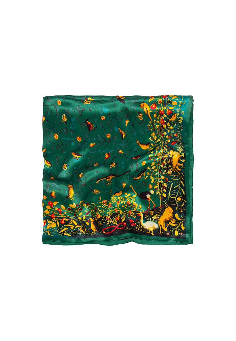 Chusta zielona z motywem zwierzęcym 110 CM X 110 CM zdjęcie 3