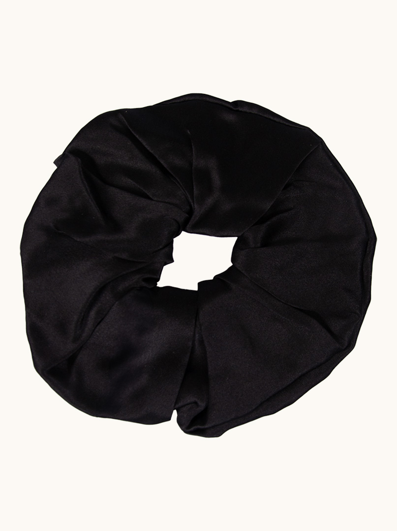 Gumka jedwabna typu scrunchie czarna - Allora zdjęcie 1