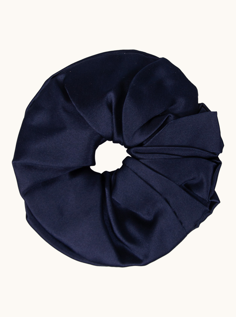 Navy blue silk scrunchie elastic - Allora image 1