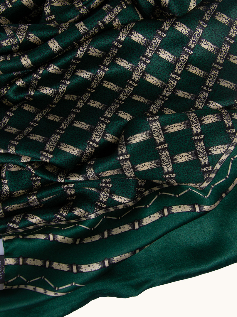 Exclusive men's green silk scarf double stitched 25 cm x 160 cm image 3