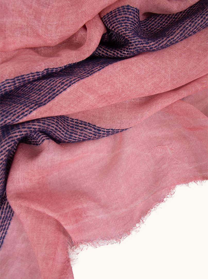 Pink and navy striped lightweight scarf 90 cm x 210 cm image 4