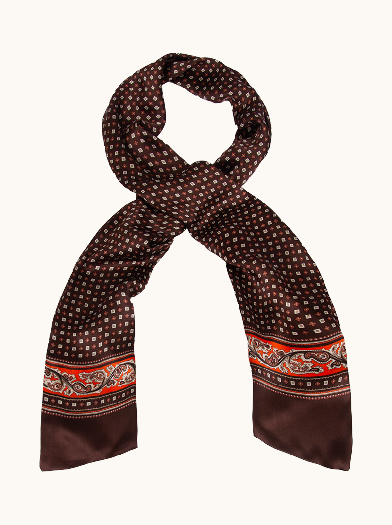 Exclusive men's  brown silk scarf double stitched 25 cm x 160 cm image 1