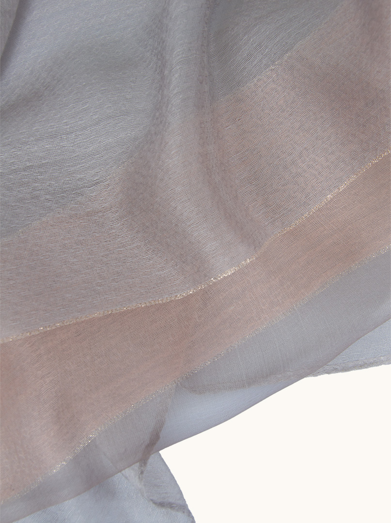 Grey-pink evening shawl with gold decorated stripes 80 cm x 190 cm - Allora image 2