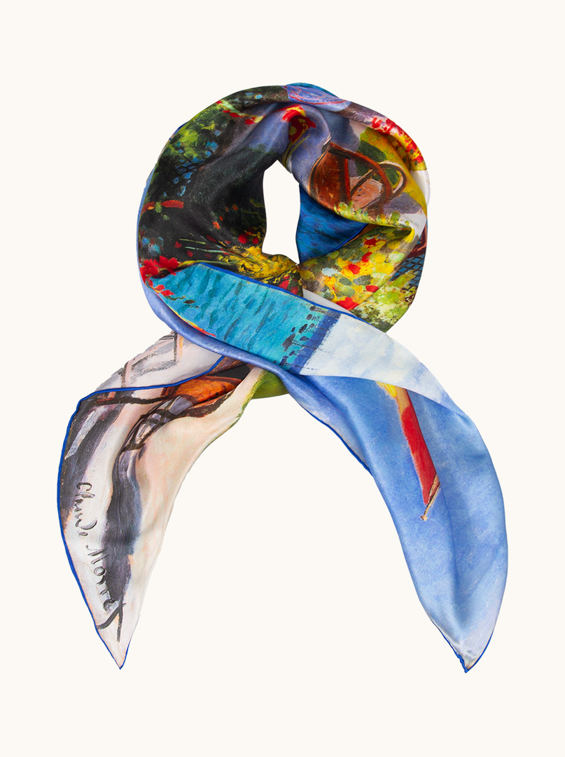 Silk scarf with landscape motif years 90 cm x 90 cm image 1