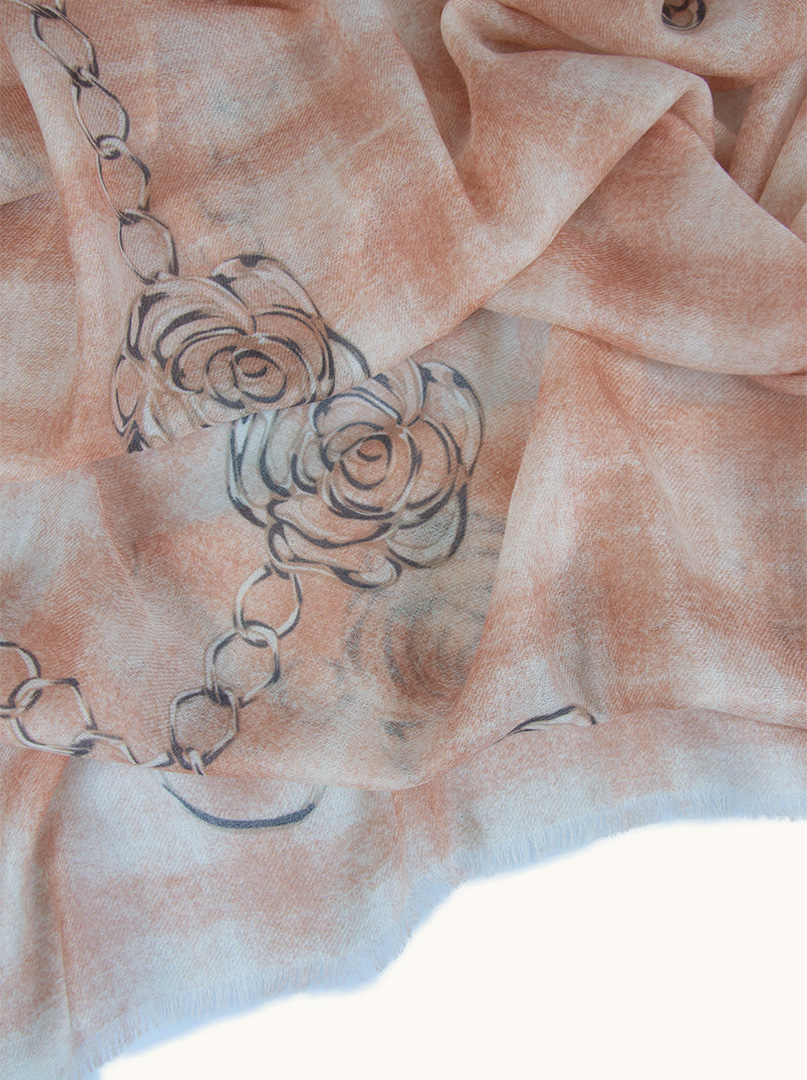 Exclusive cashmere shawl with chain and rose motif 70 cm x 200 cm PREMIUM image 4