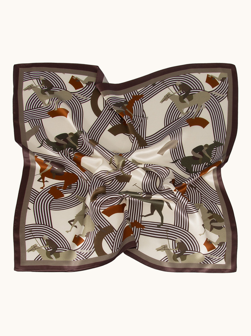 Multicolored silk scarf with horse motif 70 cm x 70 cm image 4