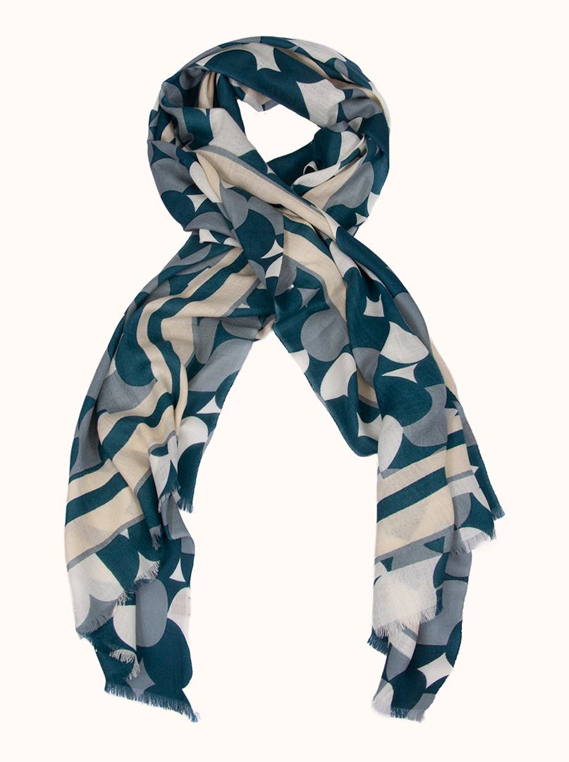Delicate scarf 100% wool with geometric patterns 95 cm x 200 cm image 1