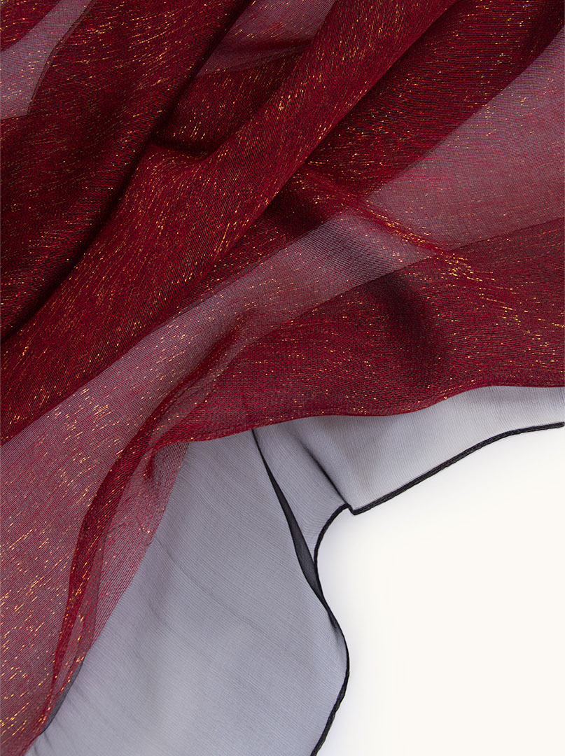 Maroon formal shawl with gold thread and black trim 65 cm x 185 cm image 4