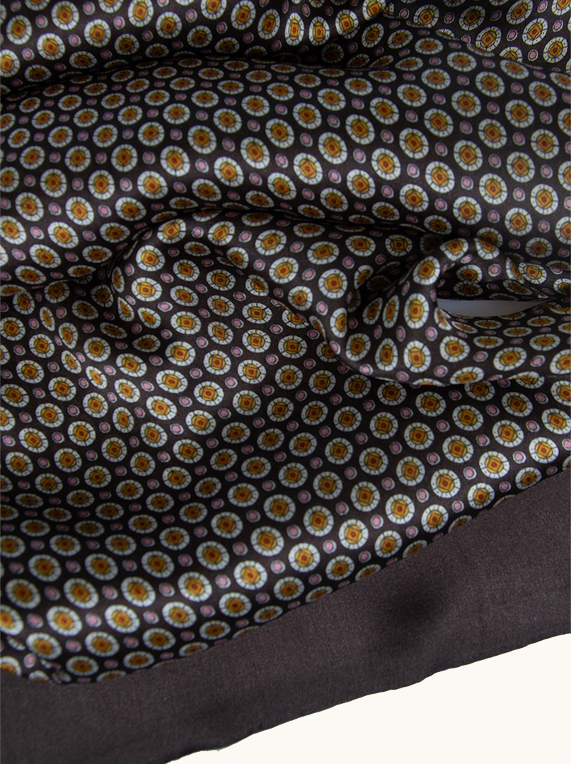 Exclusive men's brown silk scarf with circles 25 cm x 160 cm image 4