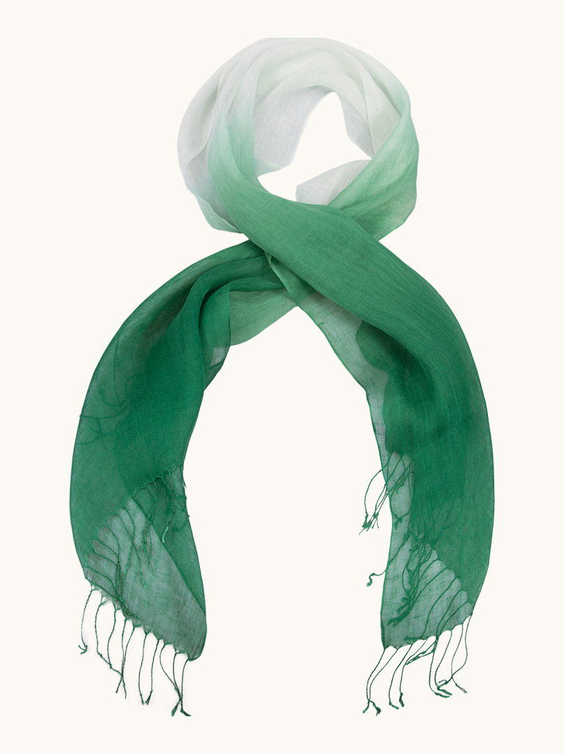 Scarf 100% linen shaded white-green 55 x 180 cm image 1