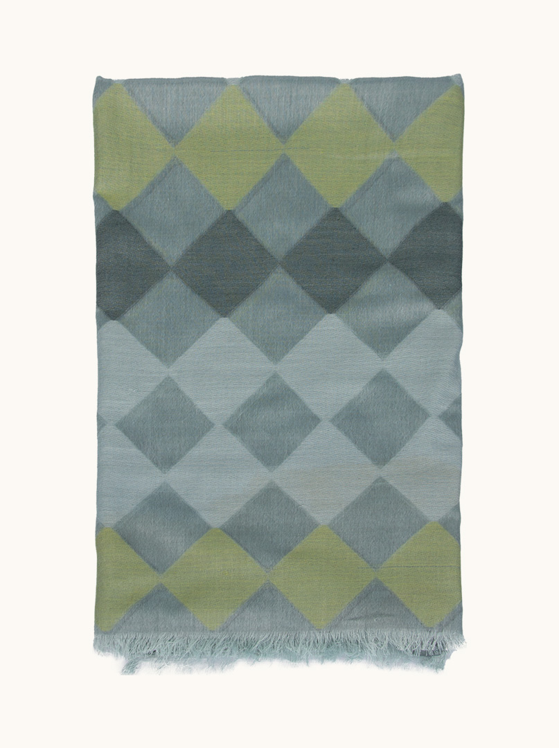 Light green checkered scarf 95 cm x 200 cm image 2