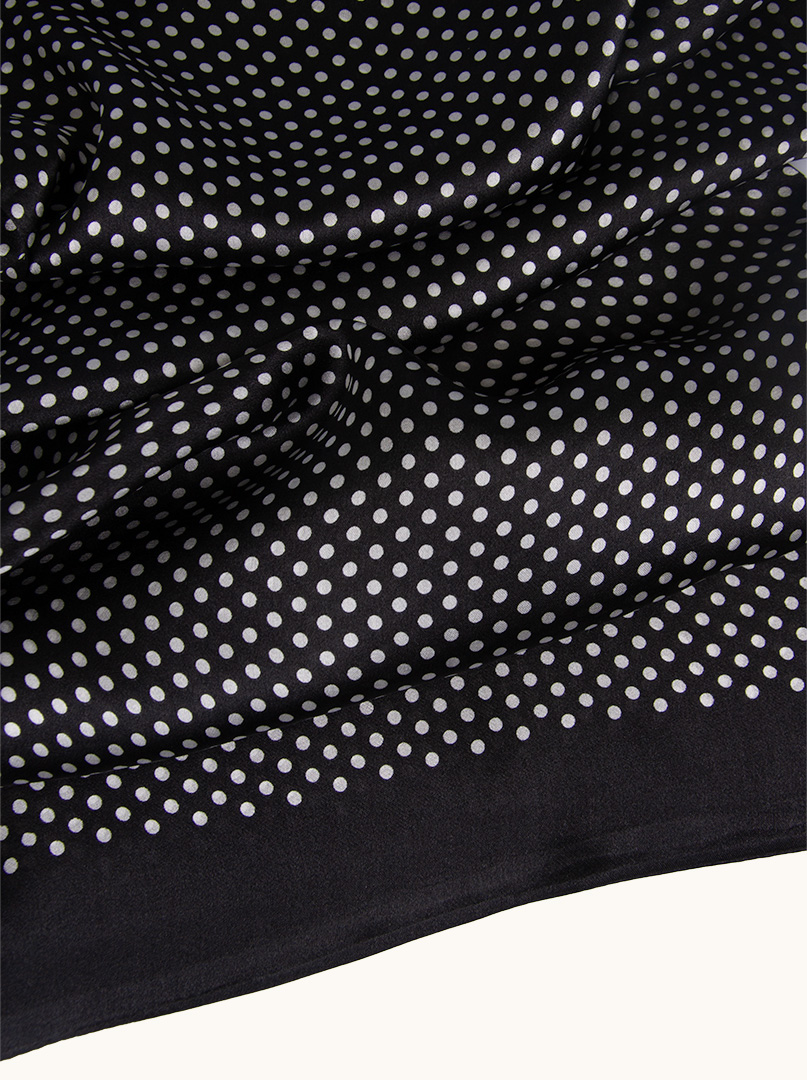 Exclusive men's black dotted silk scarf 25 cm x 160 cm image 3