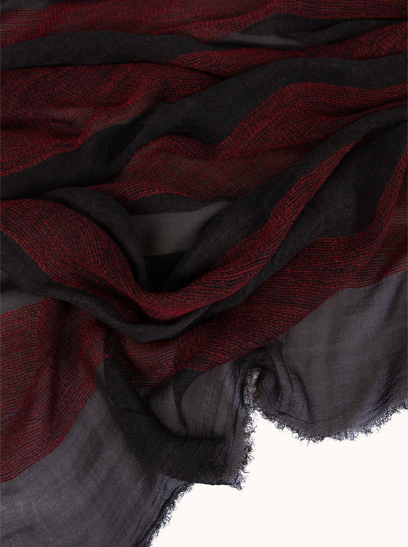 Maroon and black striped scarf 90 cm x 210 cm image 3