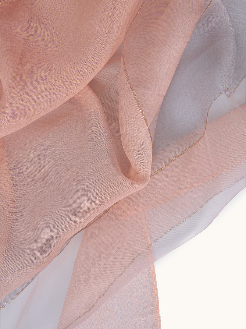 Gray-pink striped evening shawl with gold thread 80 cm x 190 cm image 3