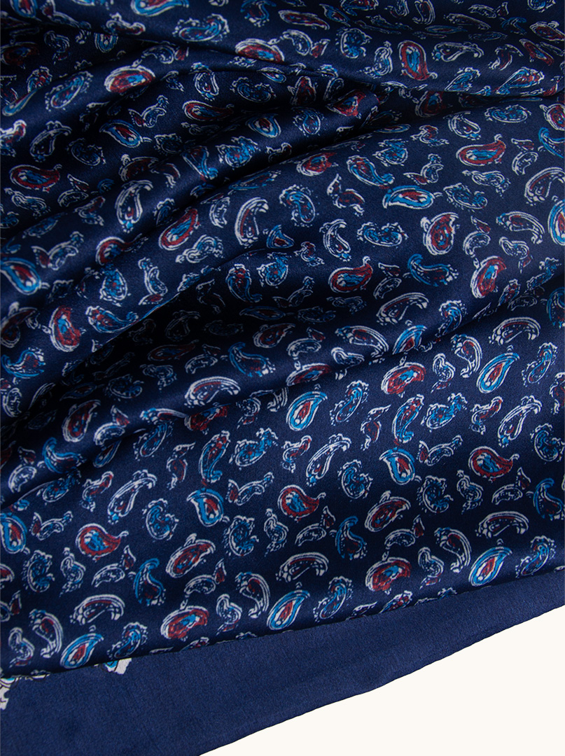 Exclusive men's navy blue silk scarf in paisleye 25 cm x 160 cm image 4