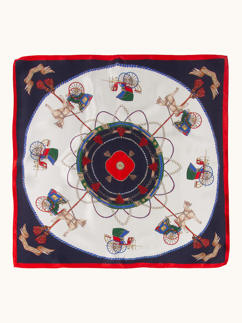 Silk gavroche with carriage motif 53x53 cm image 2