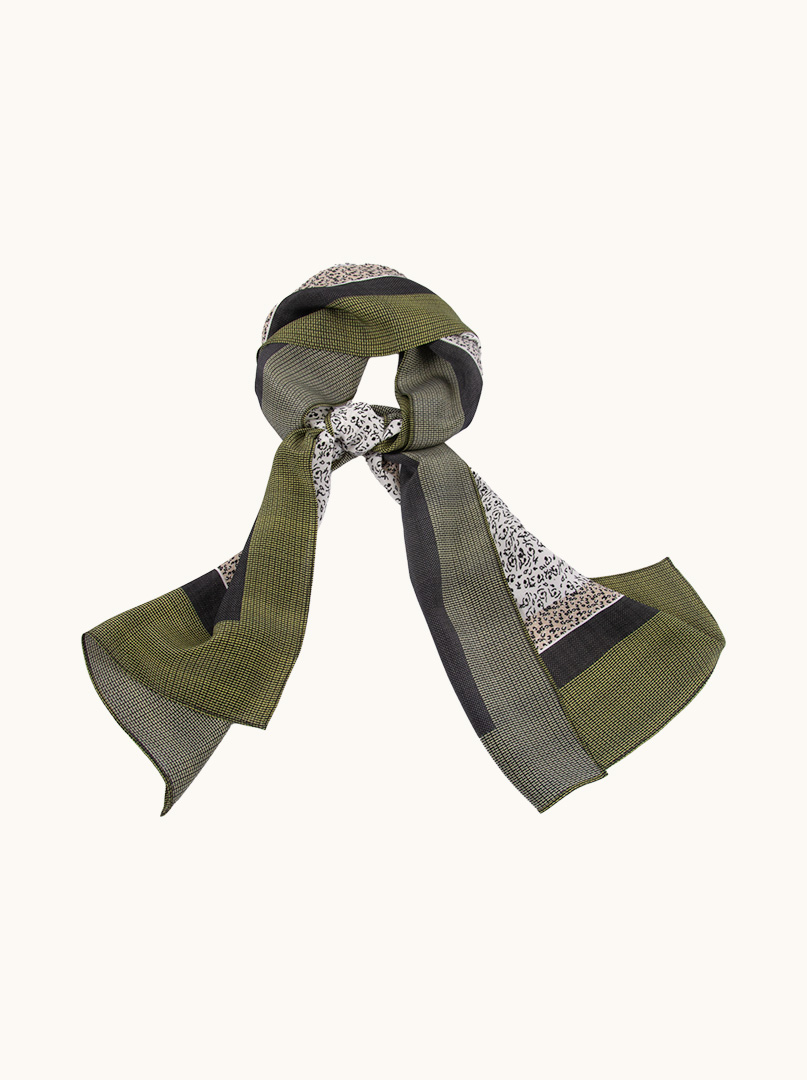 Silk crepe patterned scarf 35 cm x 140 cm image 2