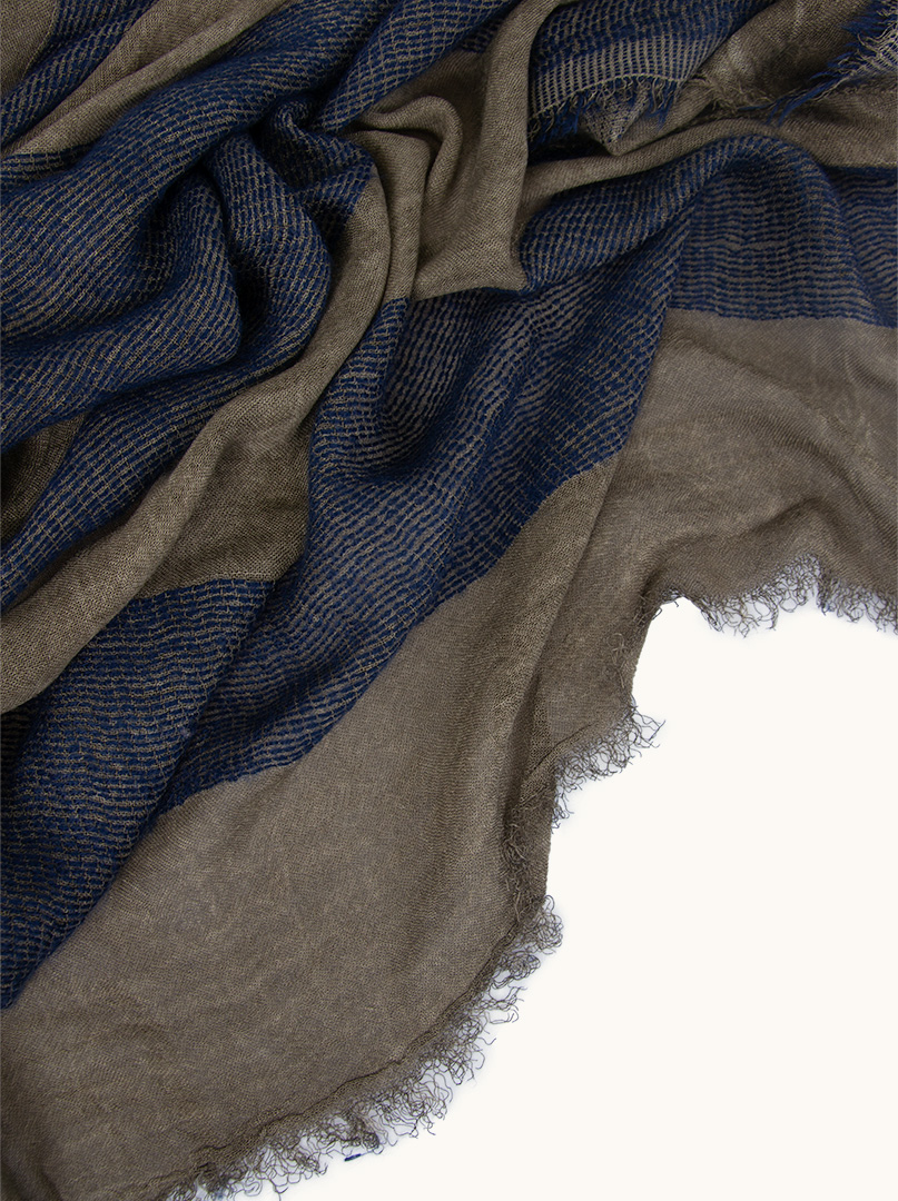 Brown and navy striped scarf 90 cm x 210 cm image 4