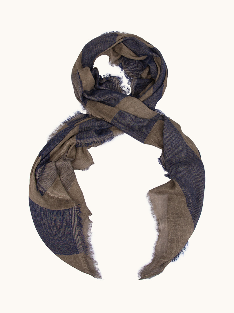 Brown and navy striped scarf 90 cm x 210 cm image 1