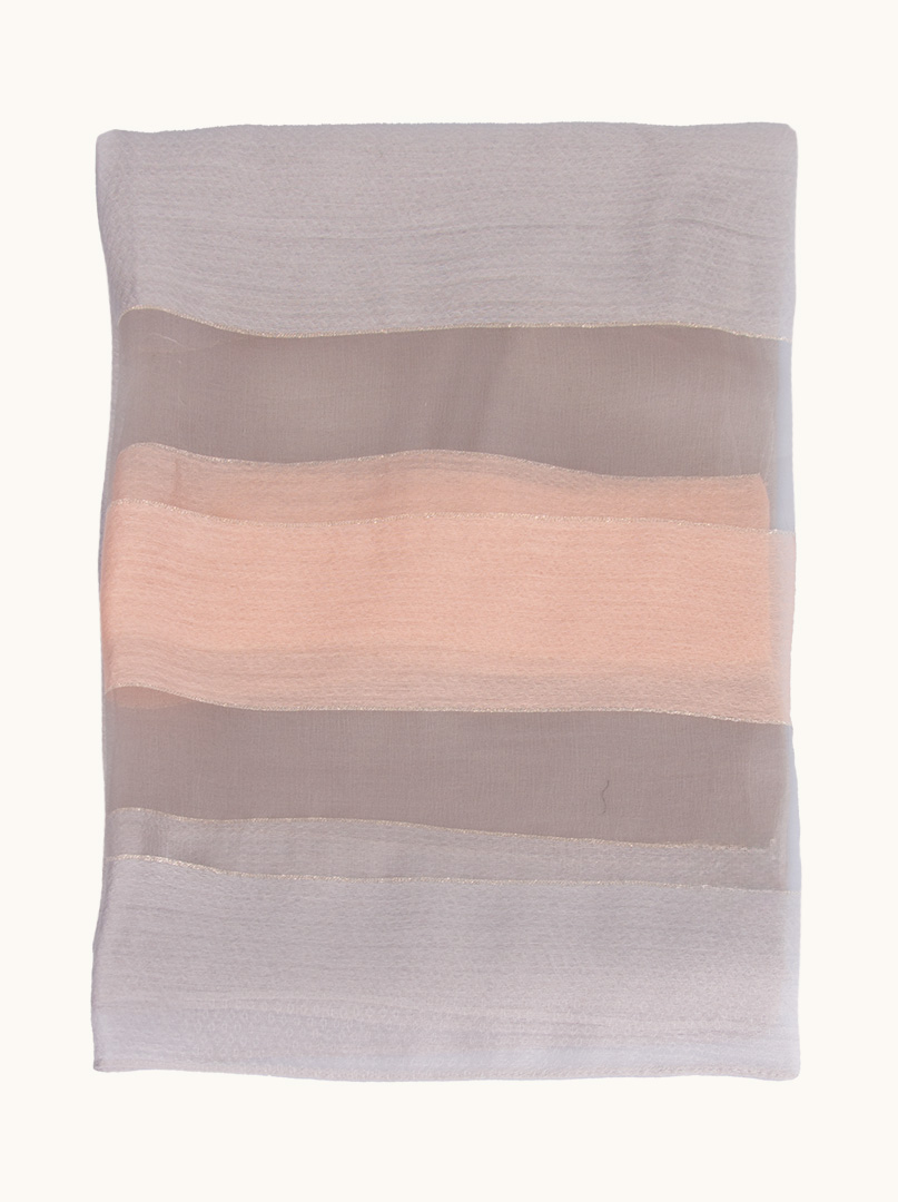 Grey-pink evening shawl with gold decorated stripes 80 cm x 190 cm - Allora image 4