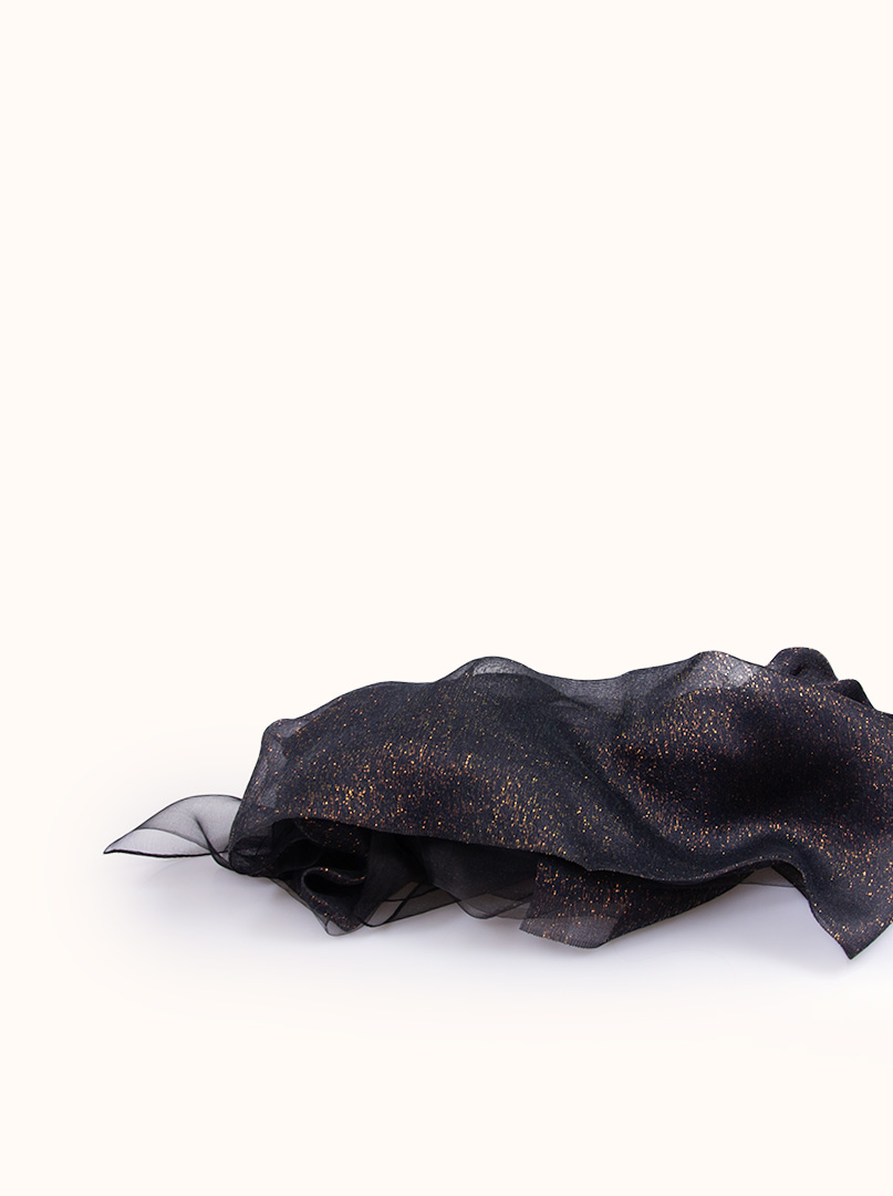 Black formal scarf with gold thread, 65 cm x 185 cm image 3