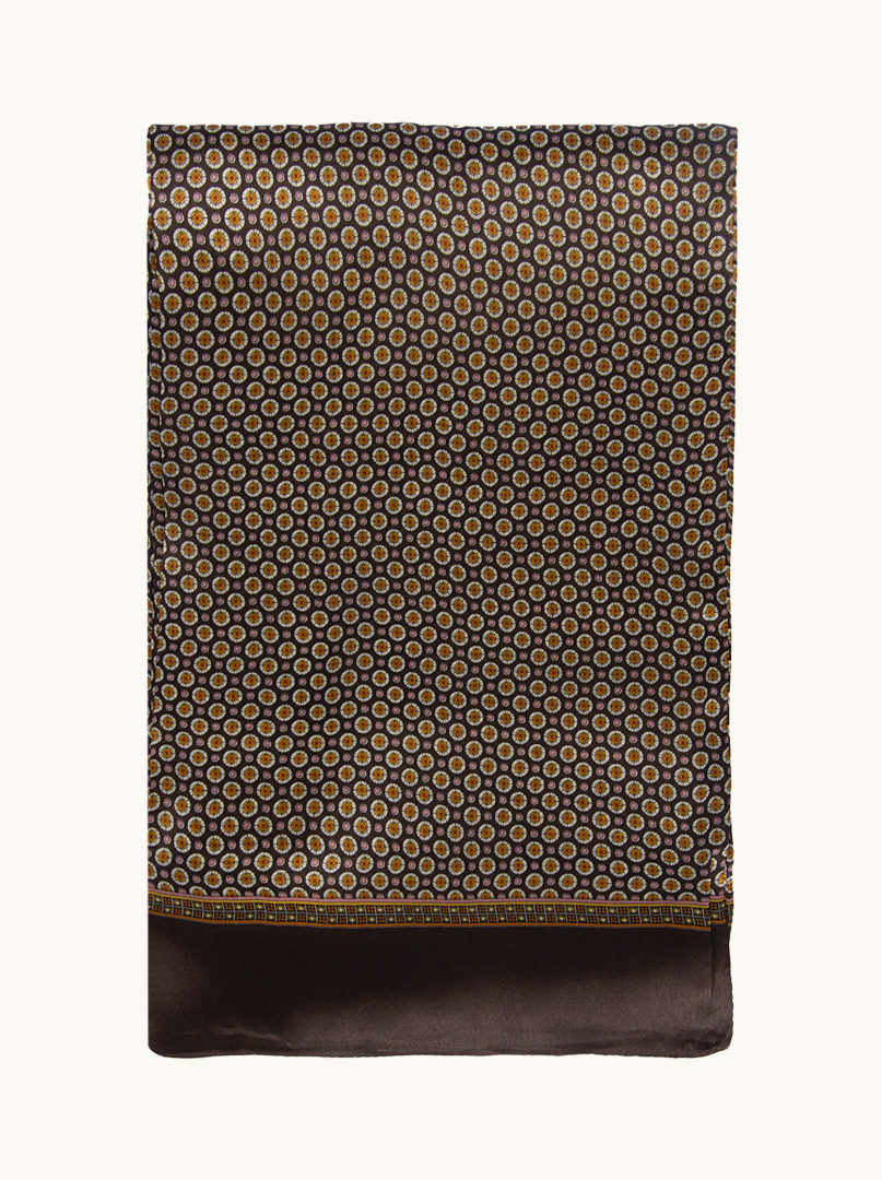 Exclusive men's brown silk scarf with circles 25 cm x 160 cm image 2