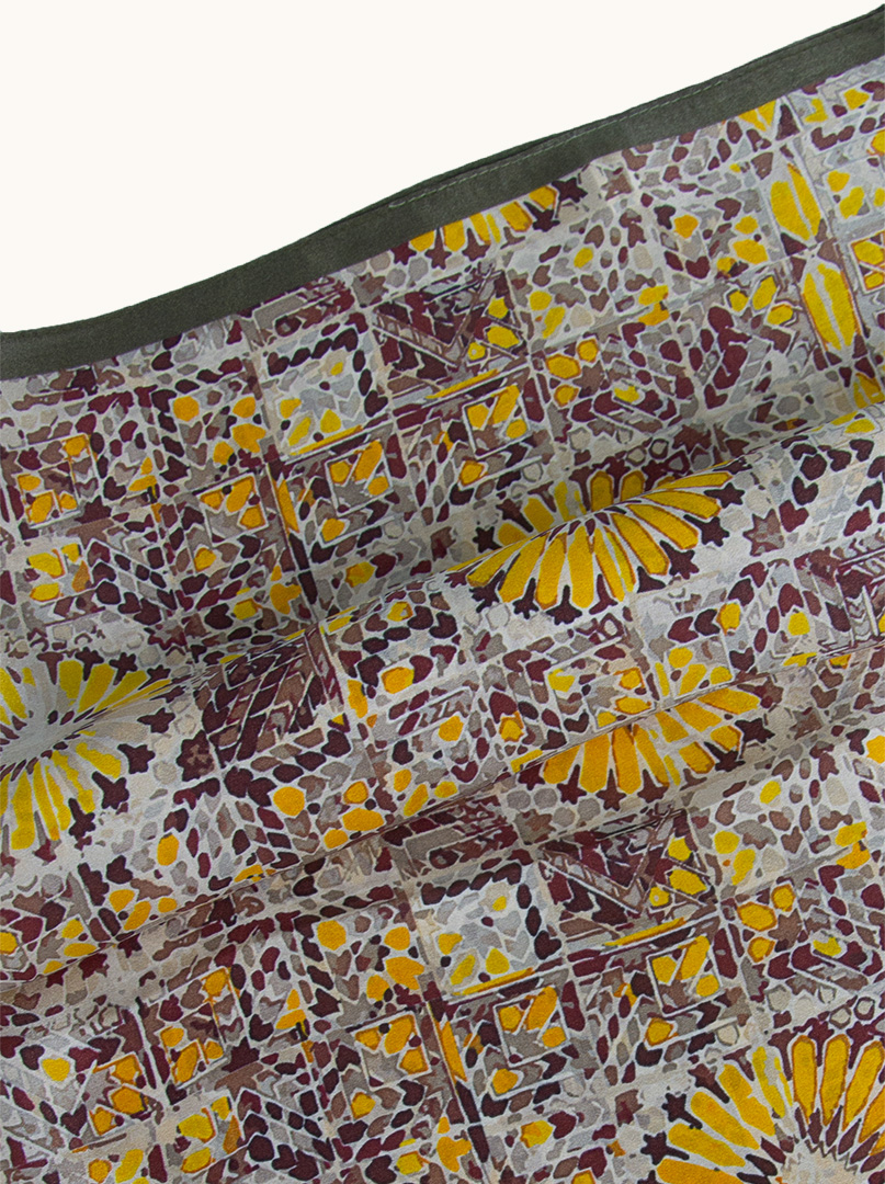 Silk scarf with yellow flower motif  70 cm x 70 cm image 2