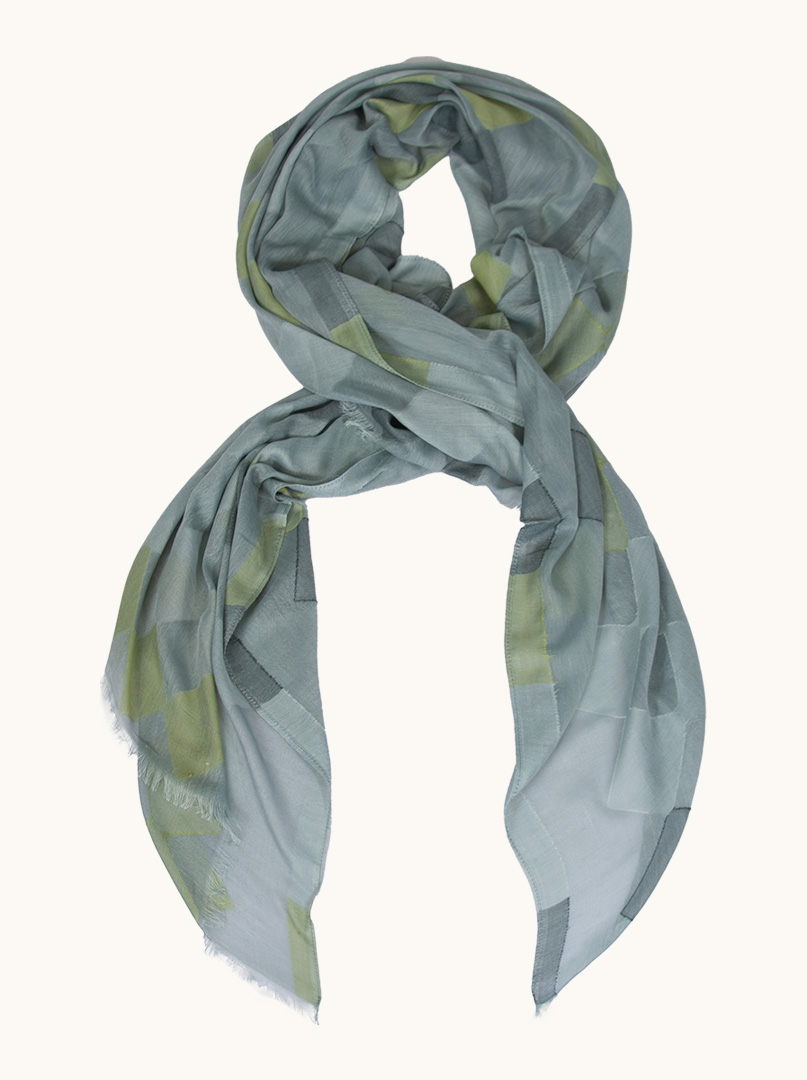 Light green checkered scarf 95 cm x 200 cm image 1