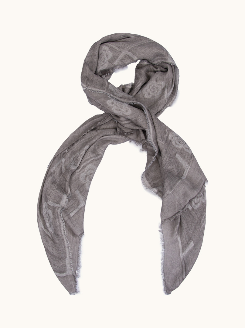 Grey floral scarf 90 cm x 210 cm image 1