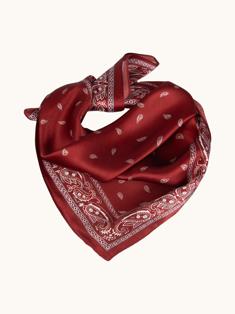 Maroon silk gavroche in peisleye 53x53 cm image 1