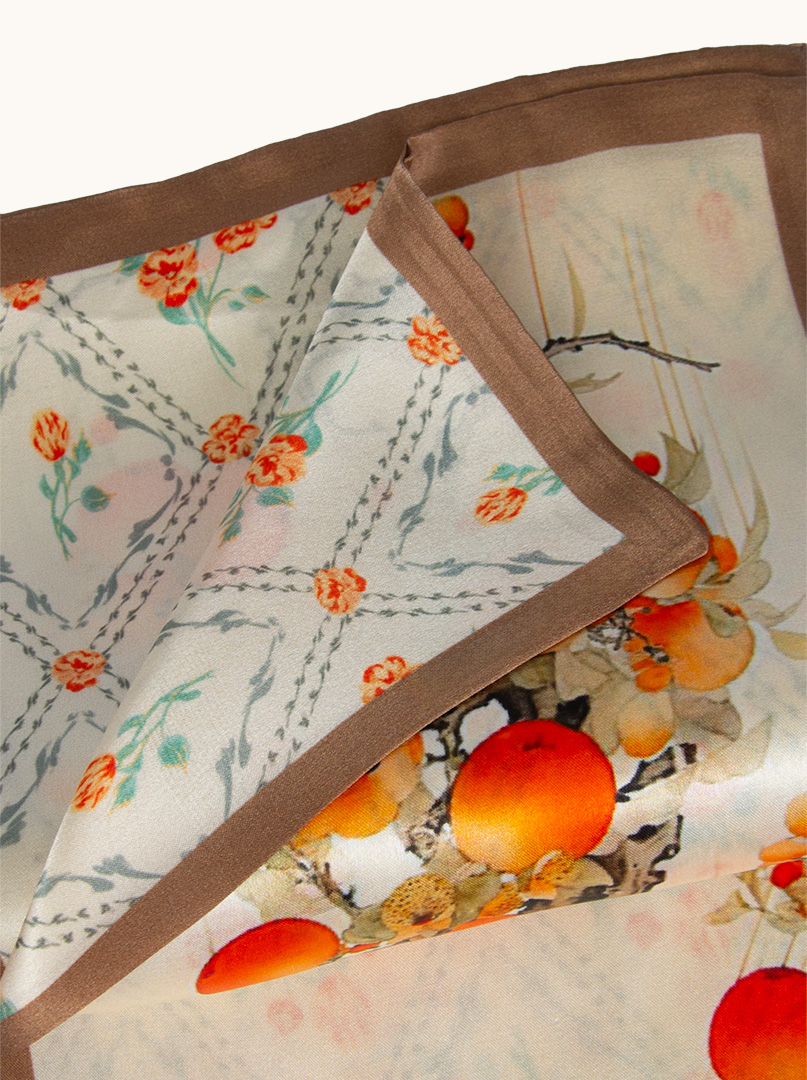 Double-sided narrow shawl made of double silk fruit tree 16cm x145cm image 3