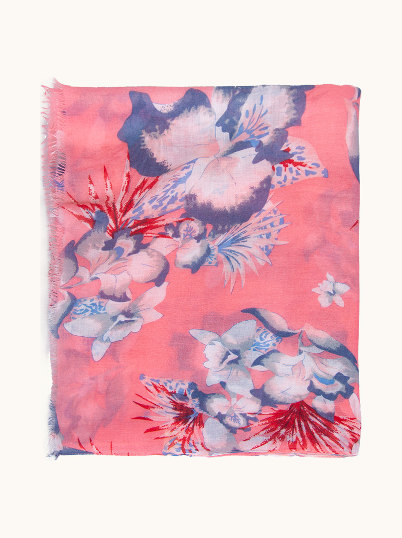 Light pink shawl with floral motifs 80 cm x 180 cm image 2