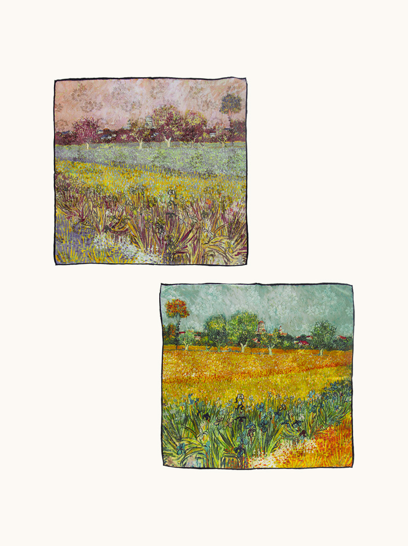 Vincent Van Gogh Irises HIT 53x53 cm double-sided silk jacquard gavroche. image 3