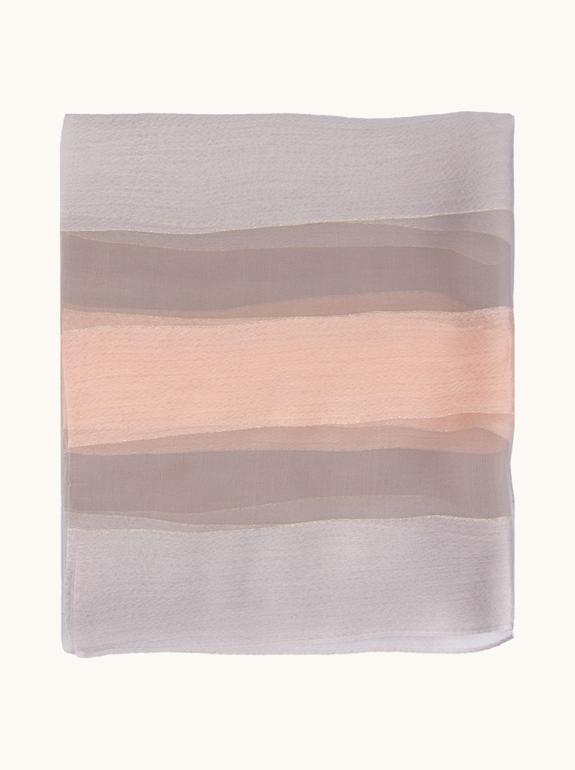 Evening shawl with pink and gray stripes with gold thread 80 cm x 190 cm - Allora image 2