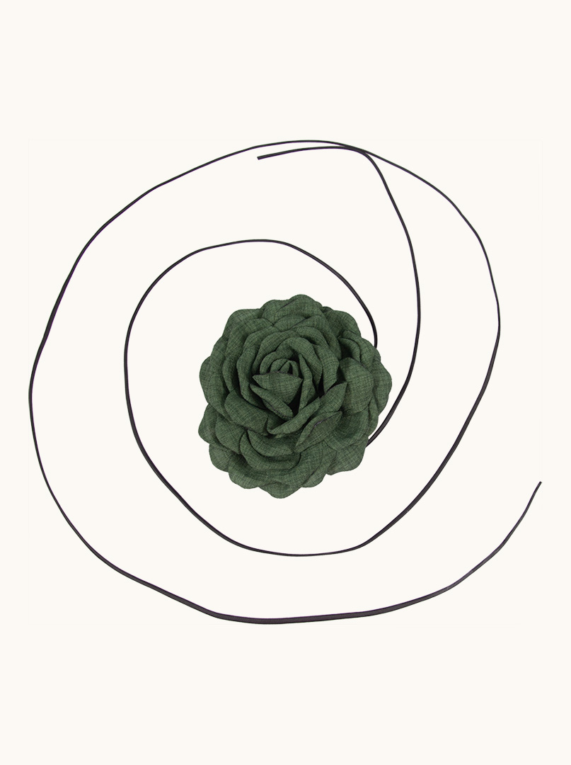 Ozdobny naszyjnik choker róża zielona zdjęcie 2