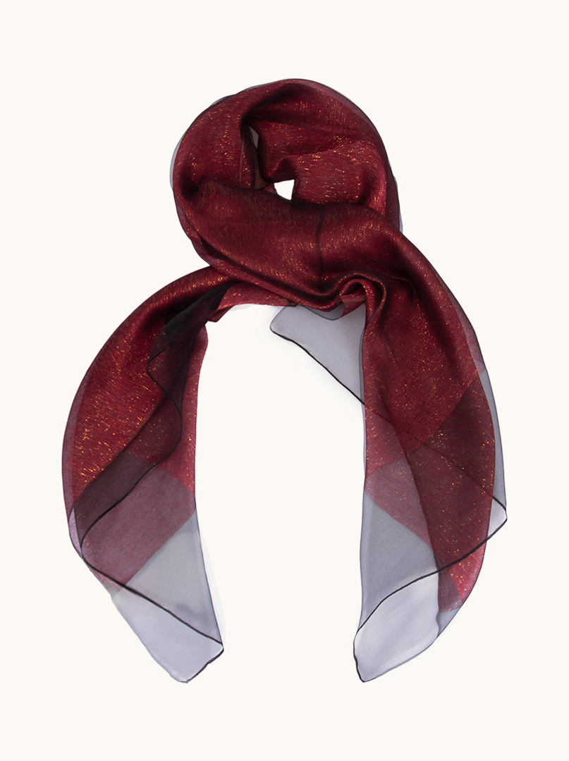 Maroon formal shawl with gold thread and black trim 65 cm x 185 cm image 1