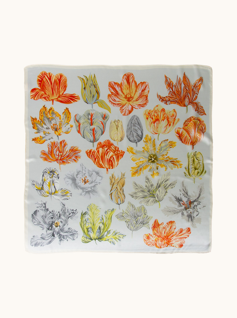 Silk scarf with floral motif 70 cm x 70 cm image 2