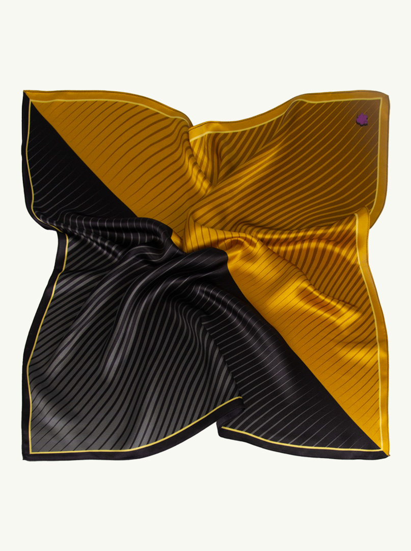 Gold and black striped silk scarf  70 cm x 70 cm image 4