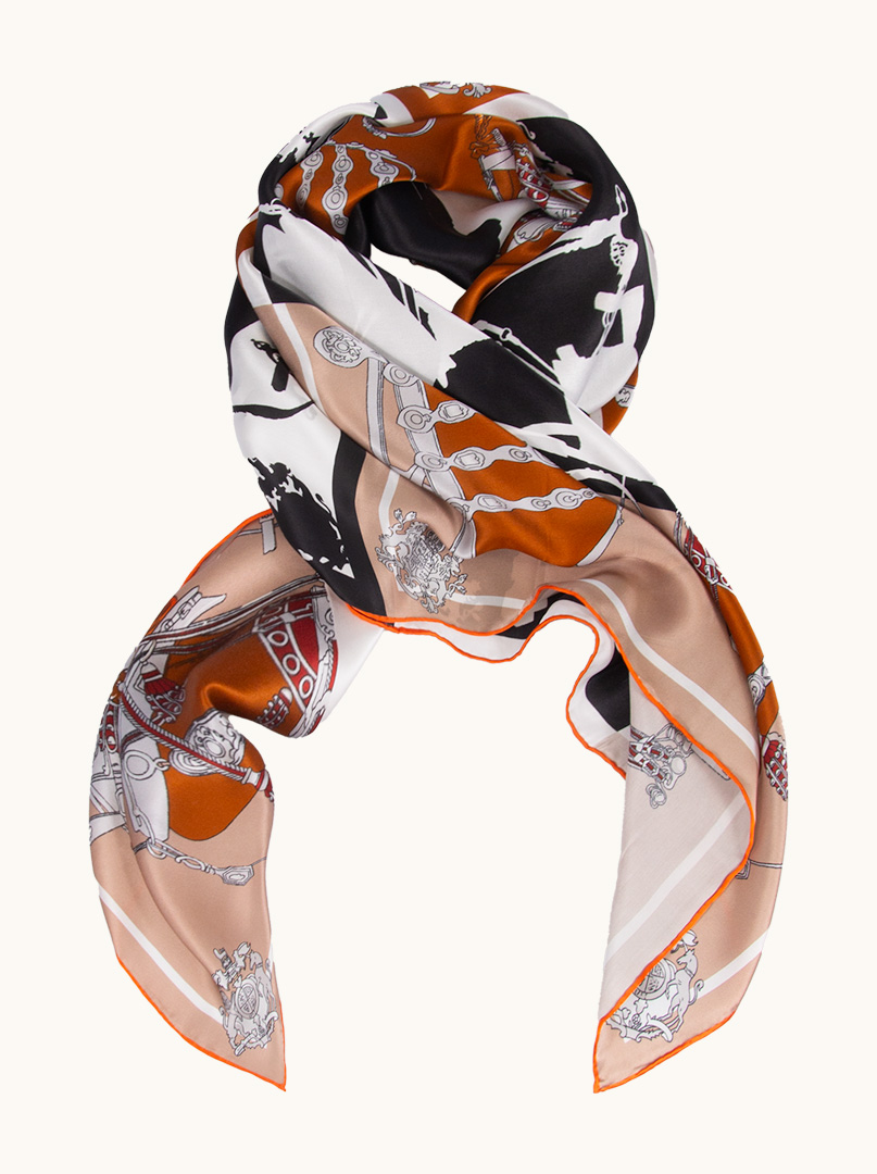 Large silk scarf in shades of beige 110cm x 110cm image 1