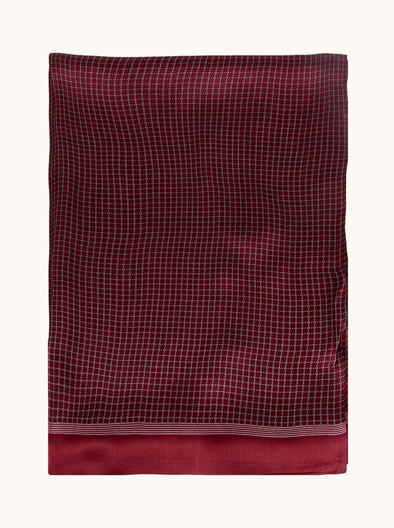 Exclusive men's checkered maroon silk scarf 25 cm x 160 cm image 2