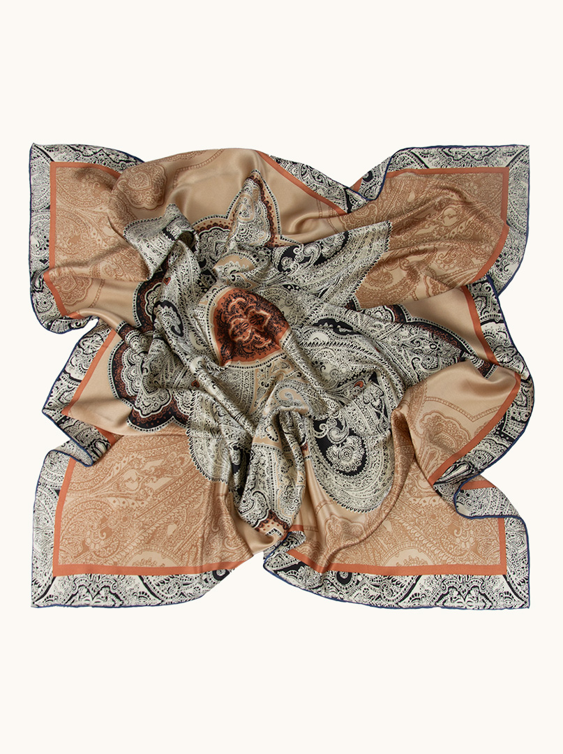 Large silk scarf in Turkish pattern 110cm x 110cm image 1
