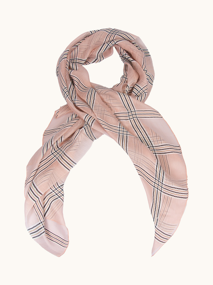 Pink checkered evening scarf 85 cm x 180 cm image 1