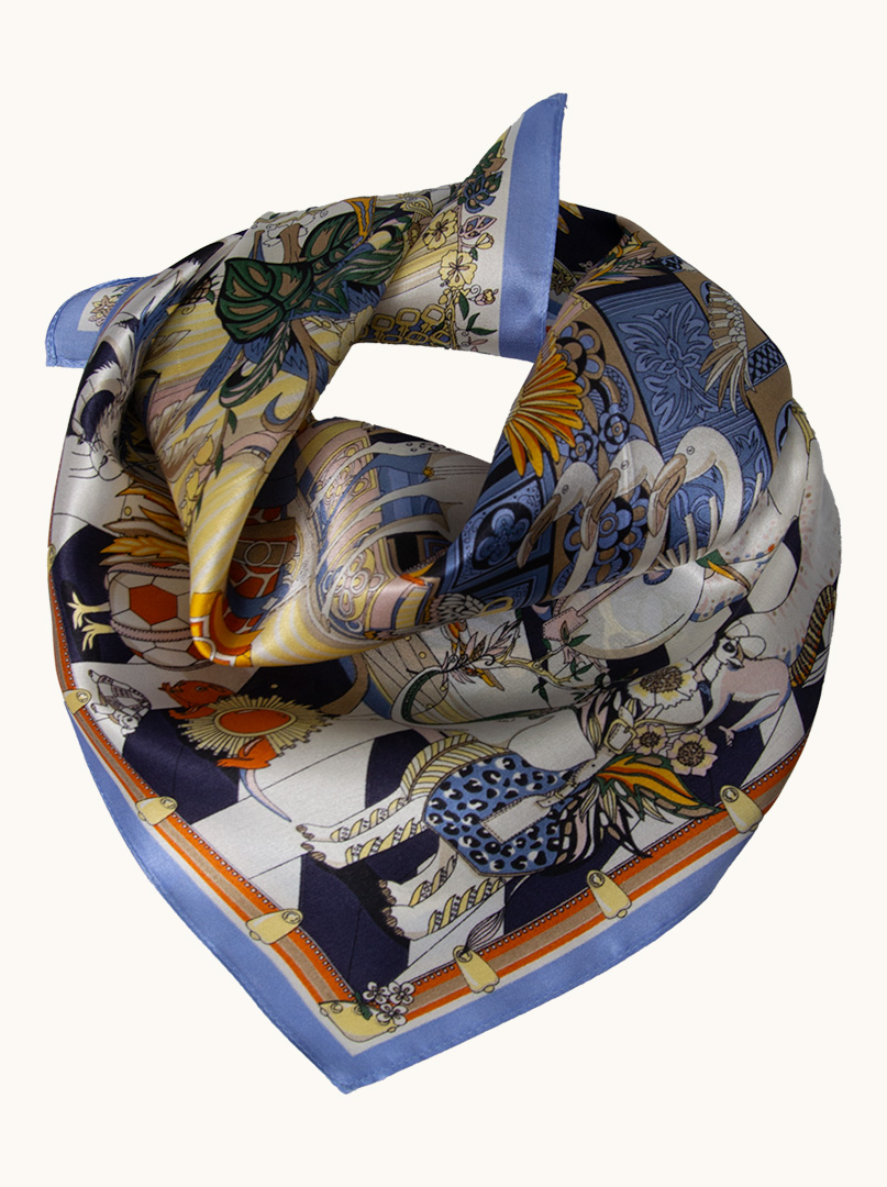 Silk gavroshka with animal motif 53x53 cm image 1