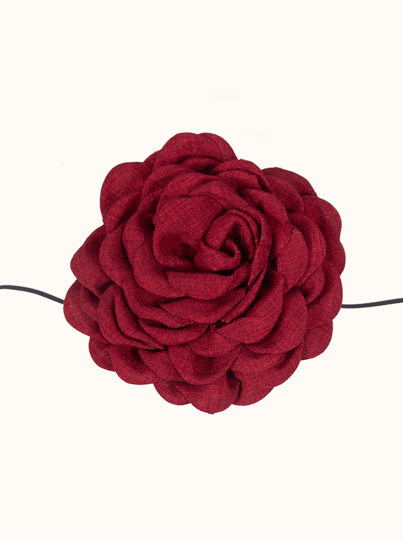 Decorative choker necklace burgundy with rose image 1