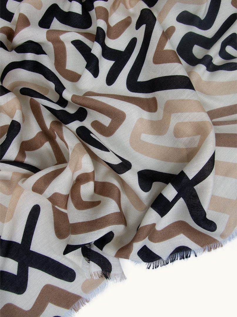 Light beige shawl with geometric patterns 85 cm x 170 cm image 4